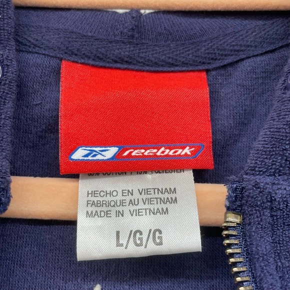 Vintage Reebok Hoodie Womens Large Blue Detroit Pistons Crop Velour 90s Retro - Picture 5 of 13